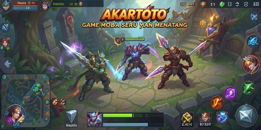 Screenshot game AKARTOTO menampilkan serunya aksi pertempuran MOBA.