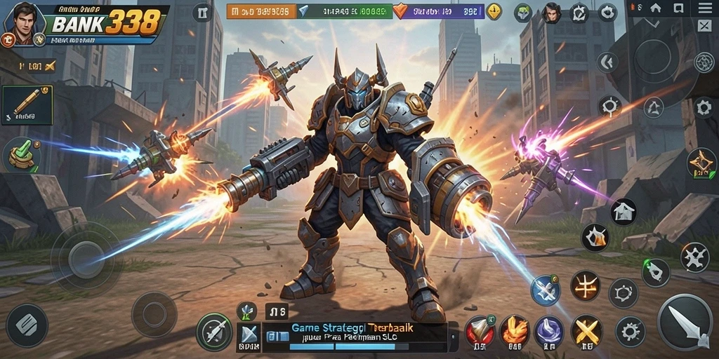 Screenshot gameplay BANK338 menampilkan strategi dan pertempuran intens.