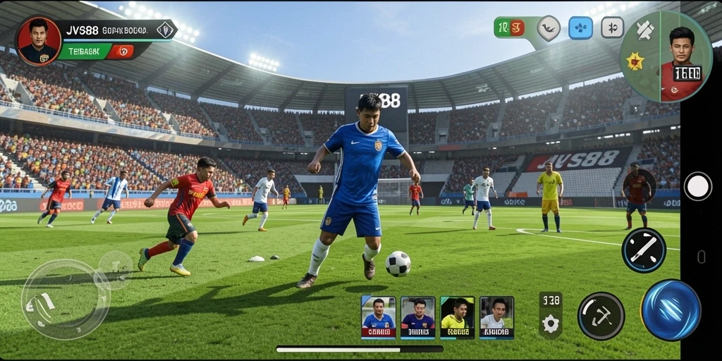 Tampilan gameplay JVS88 yang mendebarkan dan penuh aksi sepak bola.