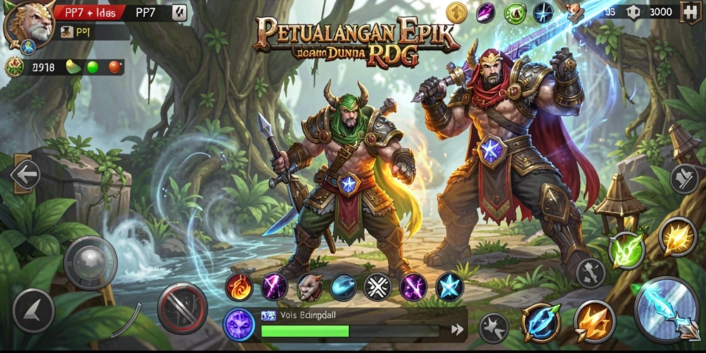Screenshot gameplay PP7 yang menampilkan aksi pertarungan RPG yang mendebarkan.