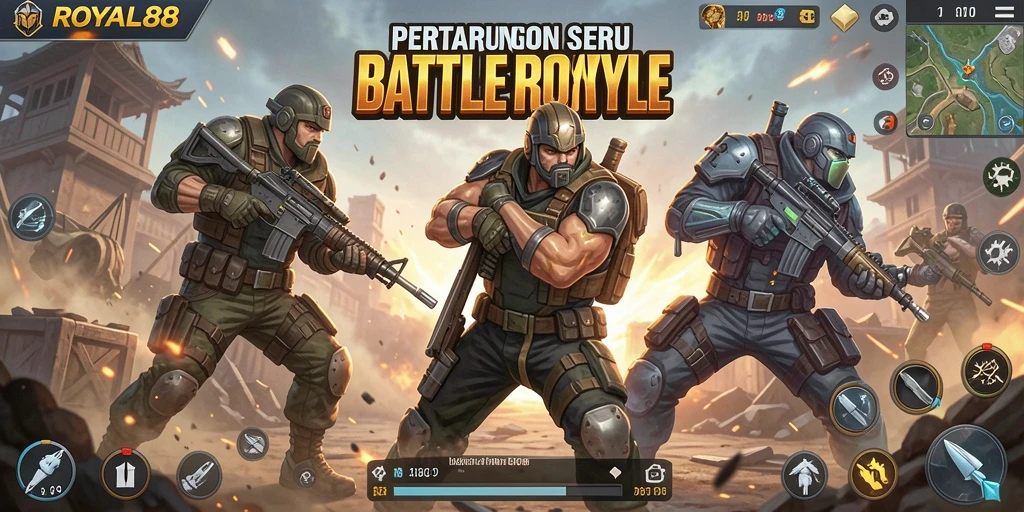 Tampilan screenshot dari permainan Battle Royale yang intens di ROYAL88.