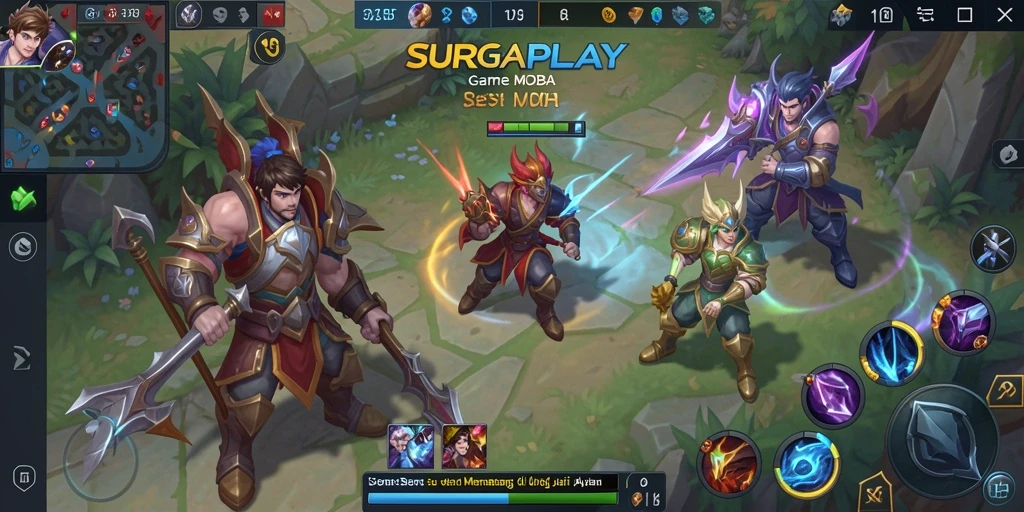 Tampilan gameplay seru dari SURGAPLAY yang menunjukkan aksi MOBA yang intens.