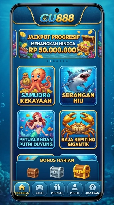 Tampilan utama cu888 dengan menu akses mudah.